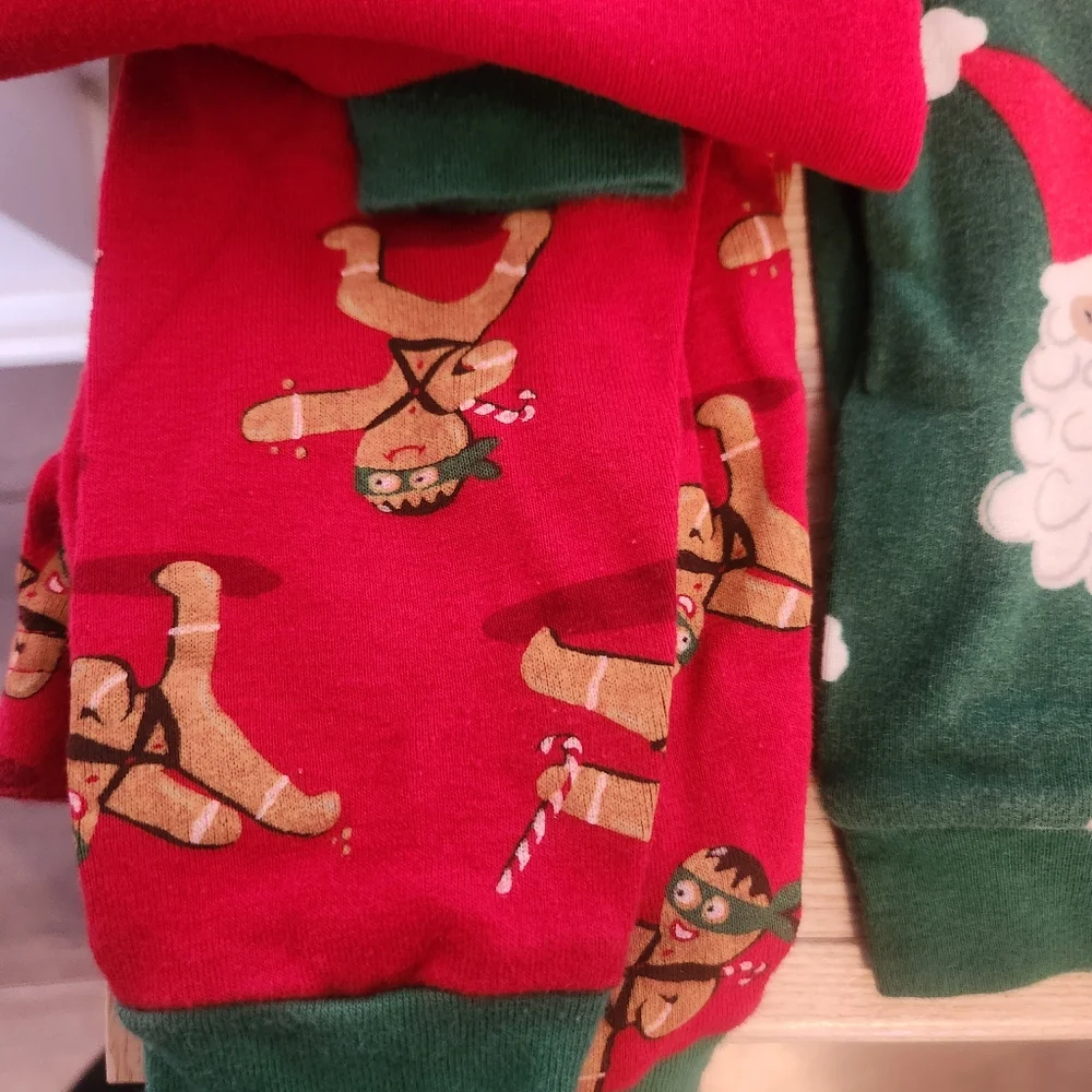 Lot of 3 Pair 100% Cotton 2PC Sets Long Sleeve/Pants Christmas Pajamas Unisex 2T